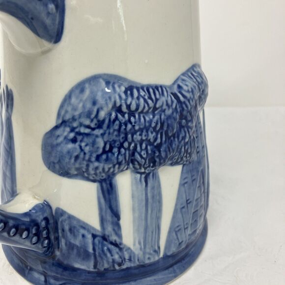 Vintage Old Sleepy Eye Native American Pottery White Blue Ceramic Pitcher - Picture 11 of 14